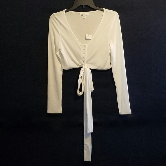 Love Tree Long Sleeve Front Tie Top - Picture 5 of 7